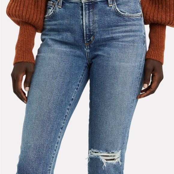 Agolde Nico Slim Skinny Jeans in Shoreline Distressed Medium Wash Size 29 | 8 - Picture 6 of 15
